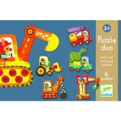 Djeco Puzzle Duo : Véhicules Articulés 6 X 2 Pièces