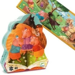 Djeco Puzzle Silhouette Livre Histoire Les 3 Petits Cochons (24 Pièces)