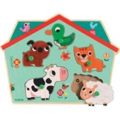 Djeco Puzzle à Encastrer Musical: Ouaf Woof Sonore 5 Pièces