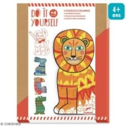 Djeco Puzzle 4 X 12 Pièces : Puzzle à  Colorier : Animocolor