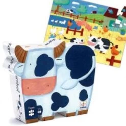 Djeco Puzzle Boite Silhouette La Vache 24 Grosses Pcs En Carton Enfants 3 Ans