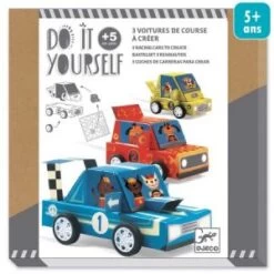 Djeco DIY 3 Voitures De Course Grand Prix A Creer