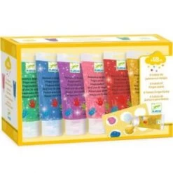 Djeco 6 Tubes De Peinture à Doigts Paillettes